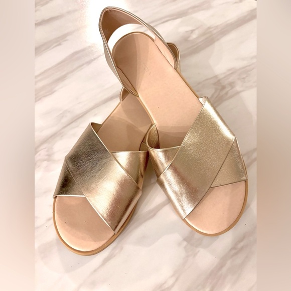 H&M Gold Sandals Crisscross Design - Picture 1 of 9